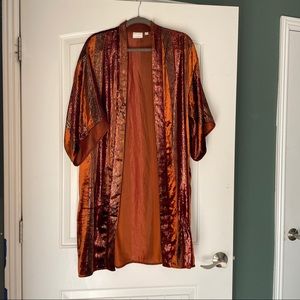 Anthropologie Burnt Orange Velvet Kimono